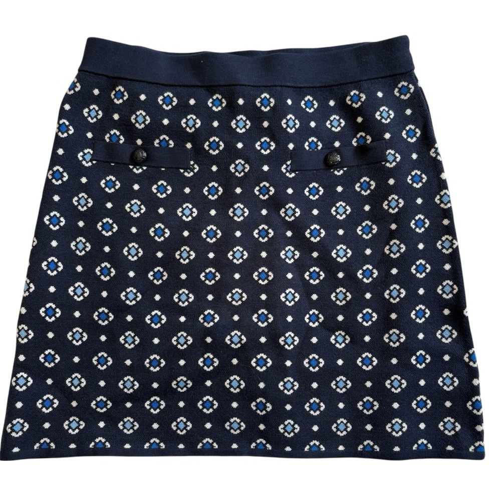 Loft‎ Knit Blue Printed Mini Pencil Skirt size Medium NWT